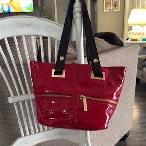 Red Patent Leather Tote Bag